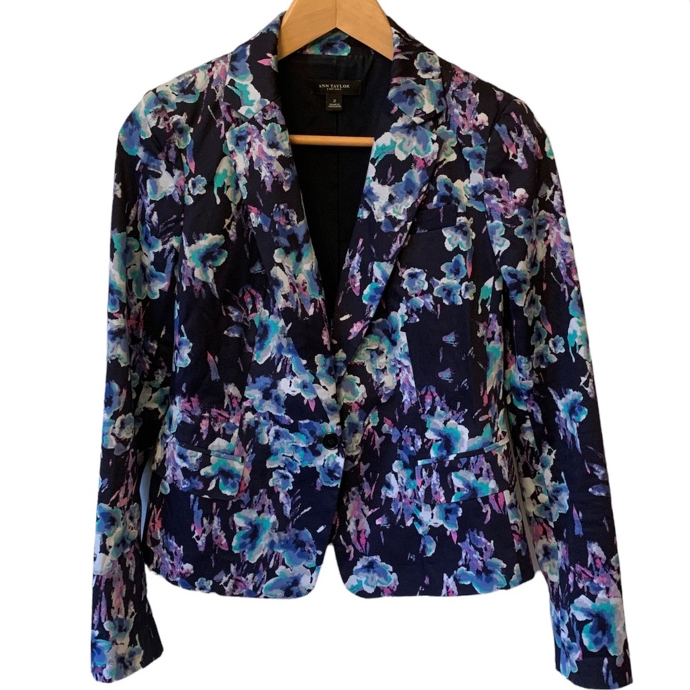Ann Taylor Navy Floral Blazer | Sz 2 🌸